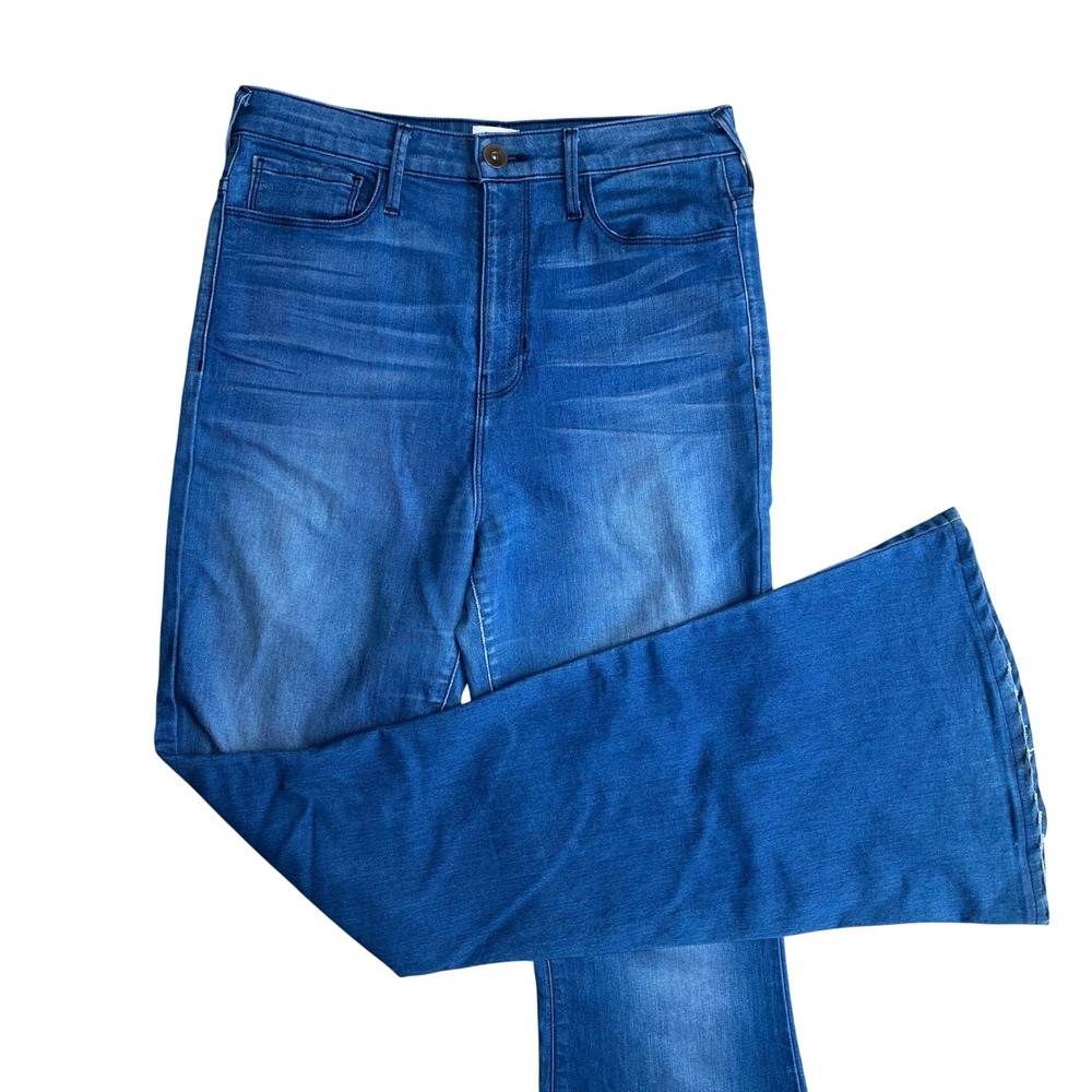 Pylo American Tailored High Rise Flare Bell Bottom Jeans Med Wash Womens 28 Tall